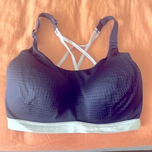 Blue and silver sports bra